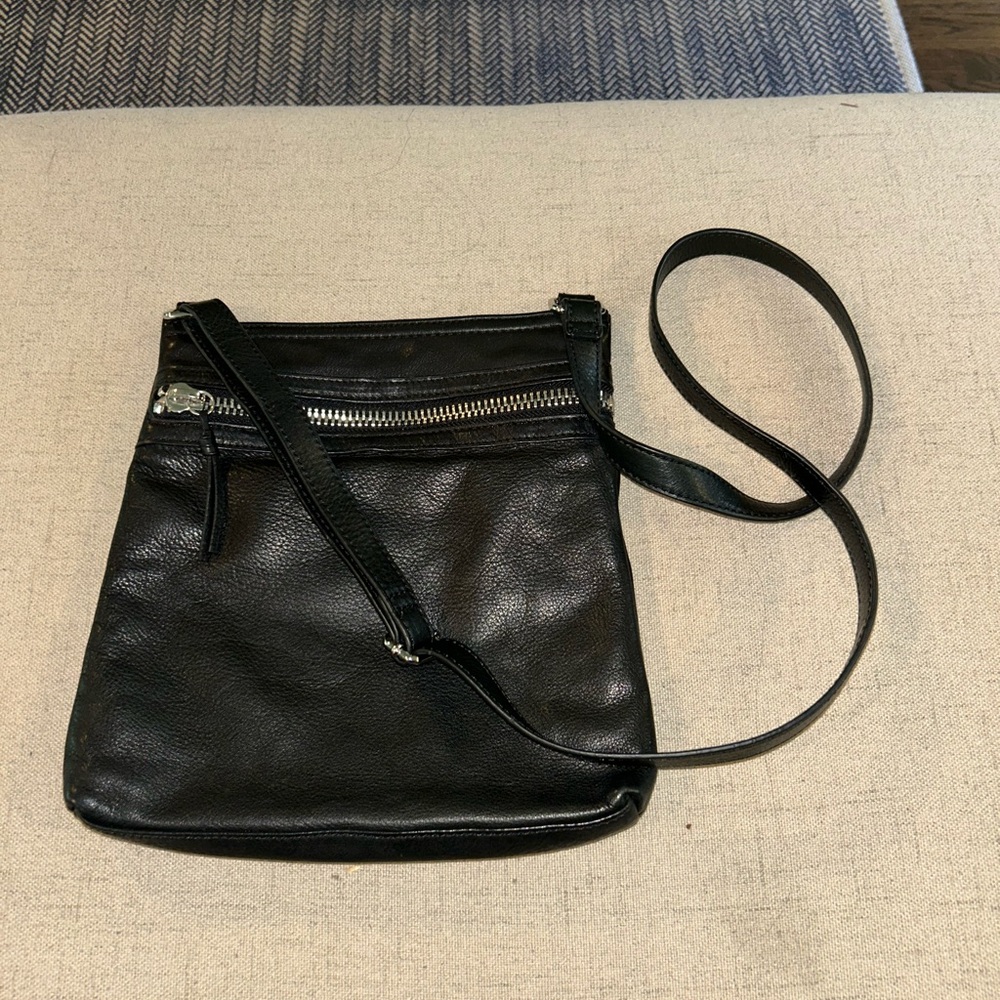 Margot Black Leather Crossbody Bag